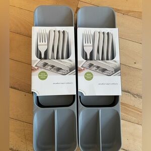 Two Gray Cutlery Organizer Trays